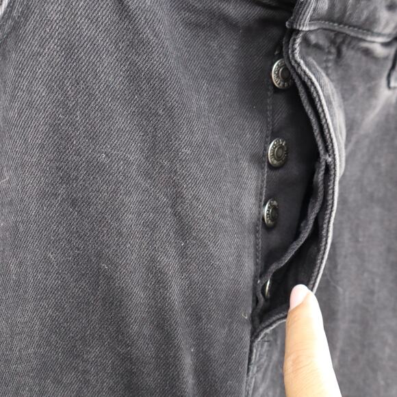 Old Navy Washed Black Denim Jean Pencil Skirt High Rise Fly Button Up Size 16 - Picture 3 of 7